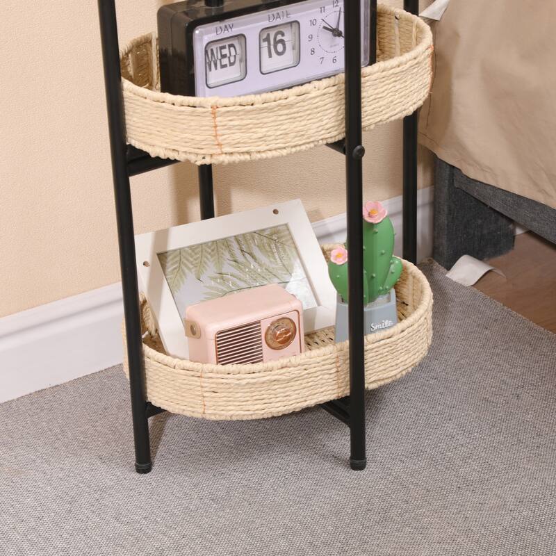 Small Handwoven Side Tables 3-Tier