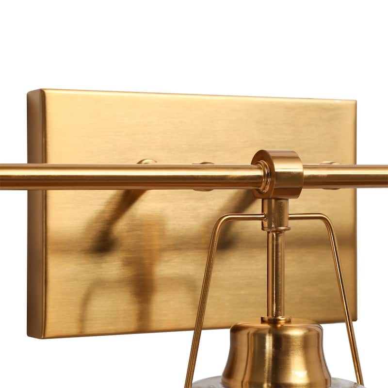 Modern Gold 3-Light Bathroom Vanity Light with Clear Glass Designed Wall Sconce - L 21.2" x D 5.5" x H 10.2"