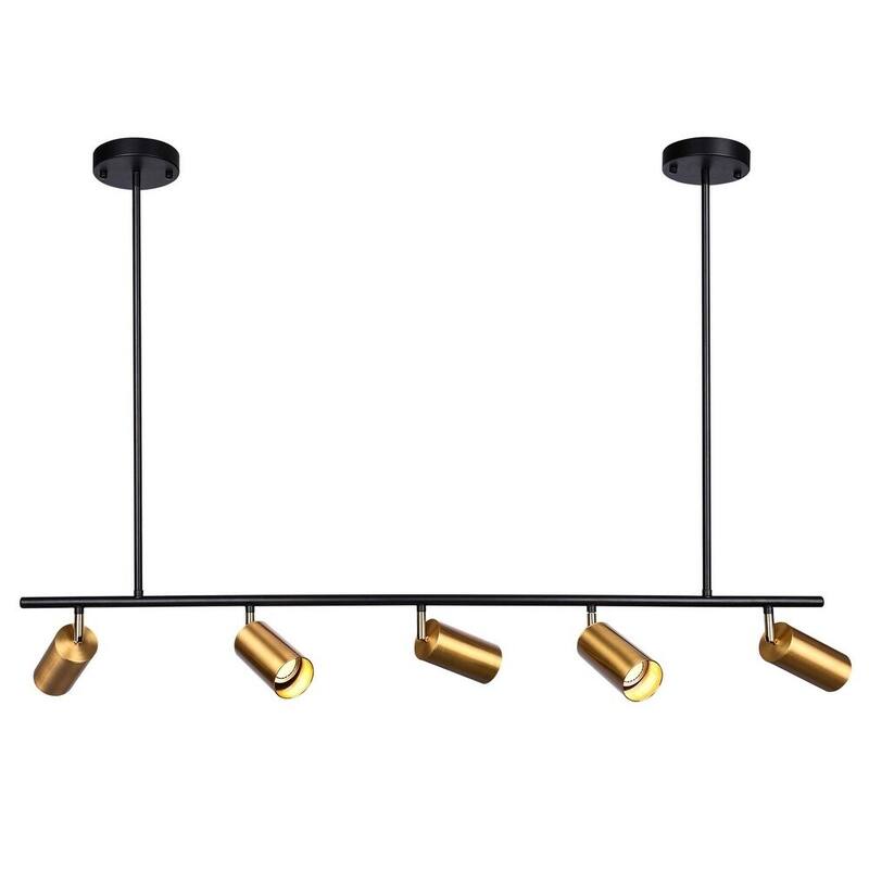 43.3" 5-Light Industrial Linear Track Lighting with Adjustable Track Heads - Black&Gold