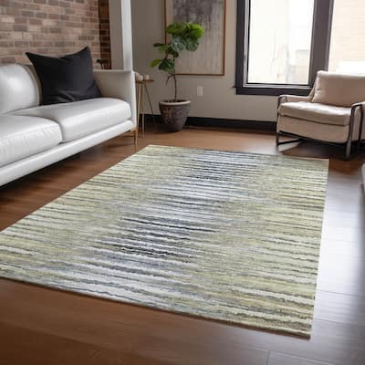 Machine Washable Indoor/ Outdoor Chantille Jagged Stripes Rug