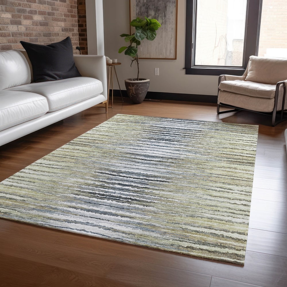 Machine Washable Indoor/ Outdoor Chantille Jagged Stripes Rug