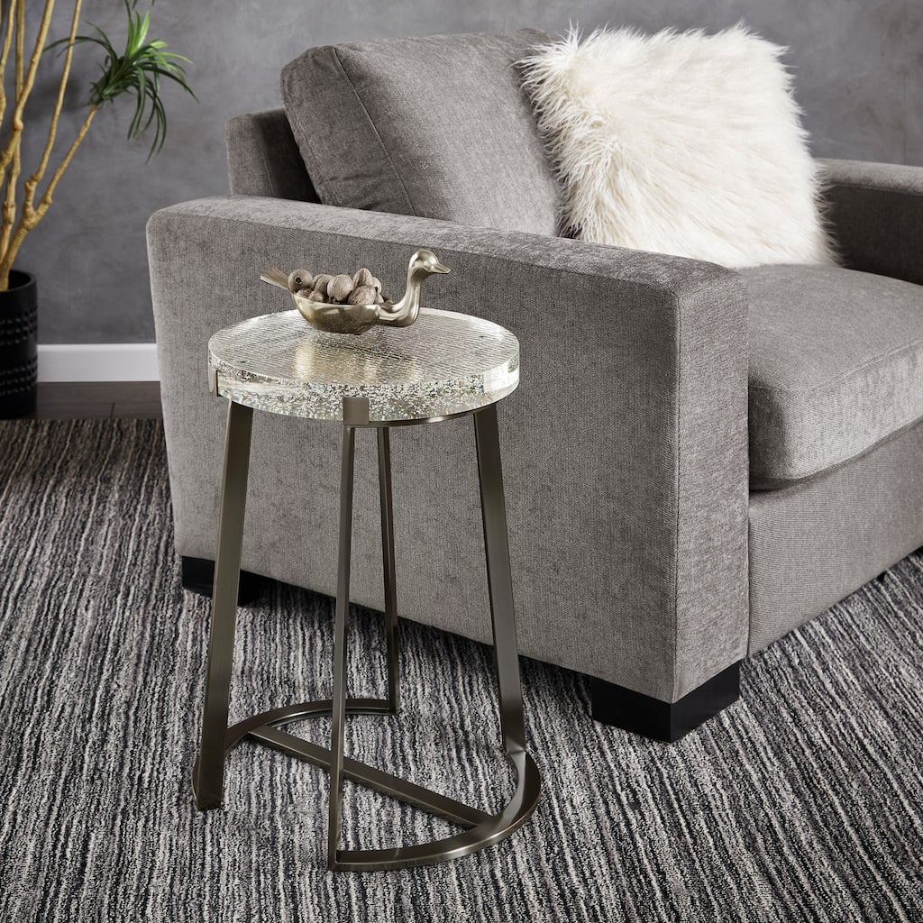Vardo Stainless Steel Cast Glass Top Table by iNSPIRE Q Modern