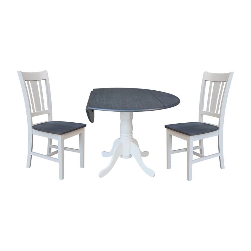 42" Solid Wood Dual Drop Leaf Table with 2 Dining Chairs - 3 Piece Set