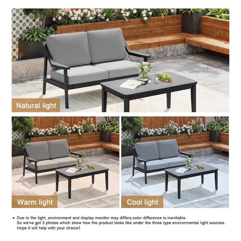 Outdoor Patio Wood Bistro Set/Loveseat Set