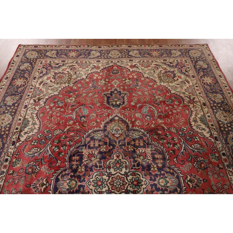 Tabriz Persian Vintage Area Rug Hand-Knotted Wool Carpet - 6'8"x 9'8"