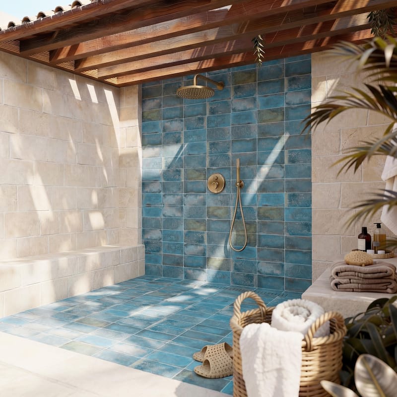 Merola Tile Atelier Oxid Blue 4-1/2" x 9-1/8" Porcelain Floor and Wall Tile - Case (19 Tiles)