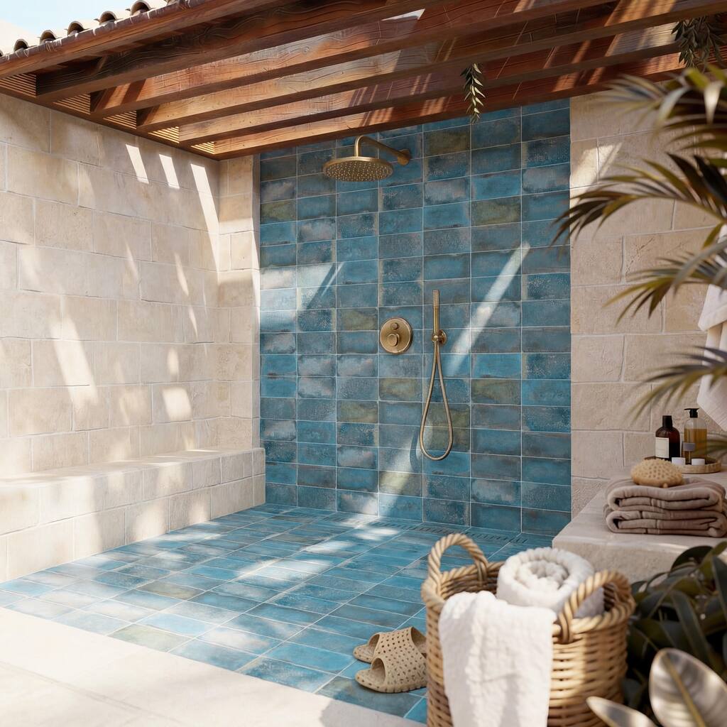 Merola Tile Atelier Oxid Blue 4-1/2" x 9-1/8" Porcelain Floor and Wall Tile