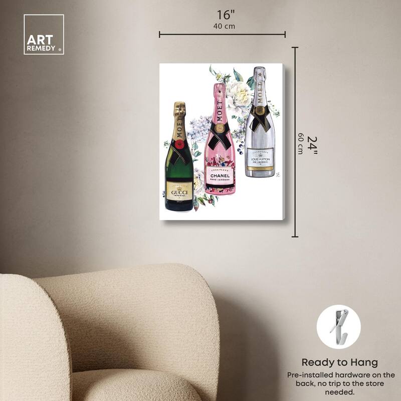 Doll Memories - Champagne Floral Canvas by Art Remedy, Gallery Wrapped