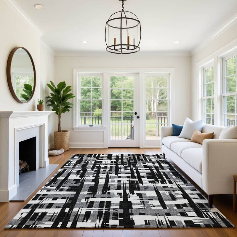 Premium Washable Super Soft Contemporary Plaid Mayfield Rug