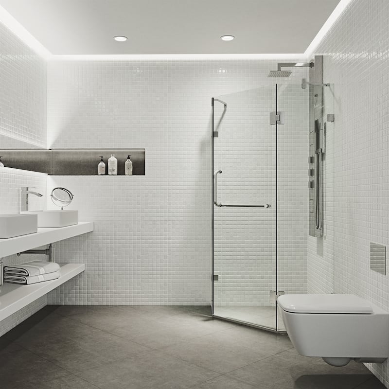 VIGO Piedmont 34"D x 34"W x 73"H Frameless Hinged Neo-Angle Shower Enclosure