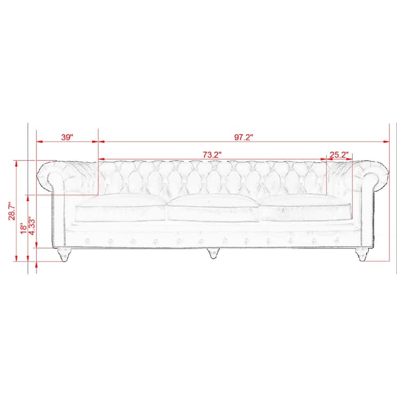 Pasargad Home Paris Club Genuine Leather Chester Bay Tufted Sofa/Chair