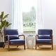 preview thumbnail 21 of 33, Glitzhome Set of 2 30-Inch Mid-Century Modern PU Leather Accent Armchairs with Rubberwood Frame Blue