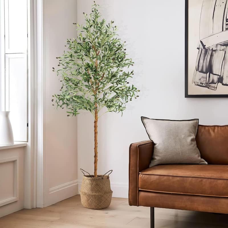 7FT Tall Faux Olive Tree for Home Office Decor - 7 ft - 7 ft