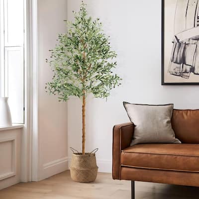 7FT Tall Faux Olive Tree for Home Office Decor - 7 ft