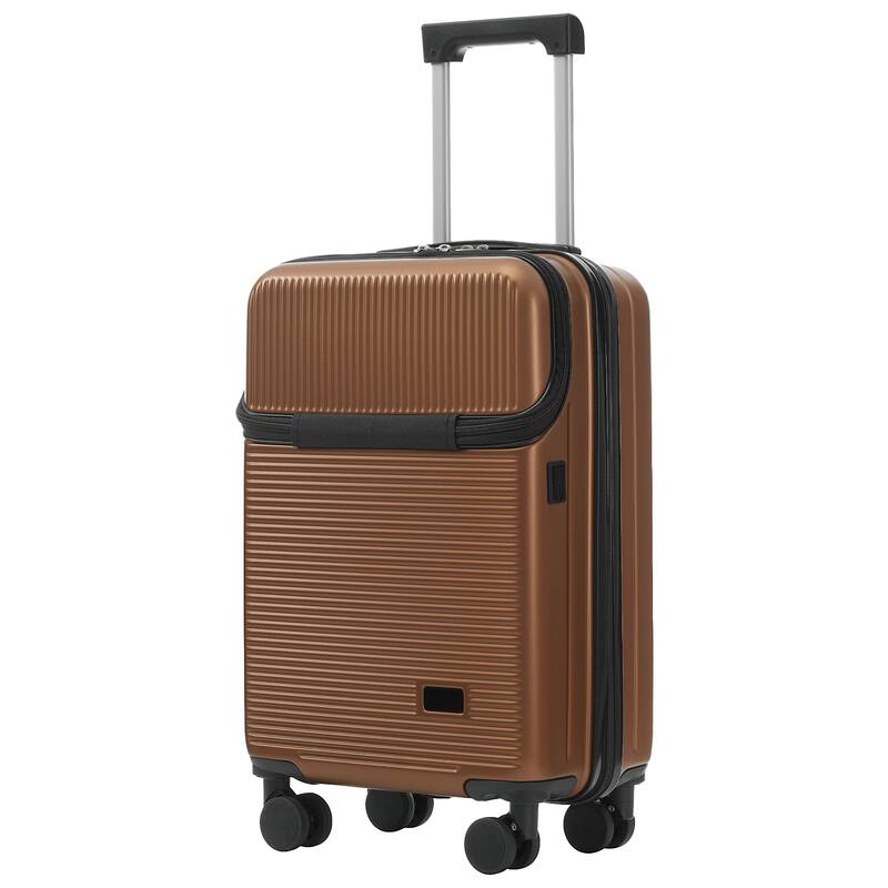 Luggage Sets 5 Piece with Half-opening, Hardside Carry On Suitcase Set with Double Spinner Wheel, with USB Port,TSA Locks