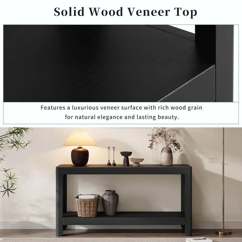 Modern Farmhouse Console Table, Elegant Minimalist Design with Premium Wood Veneer and Rounded Corners
