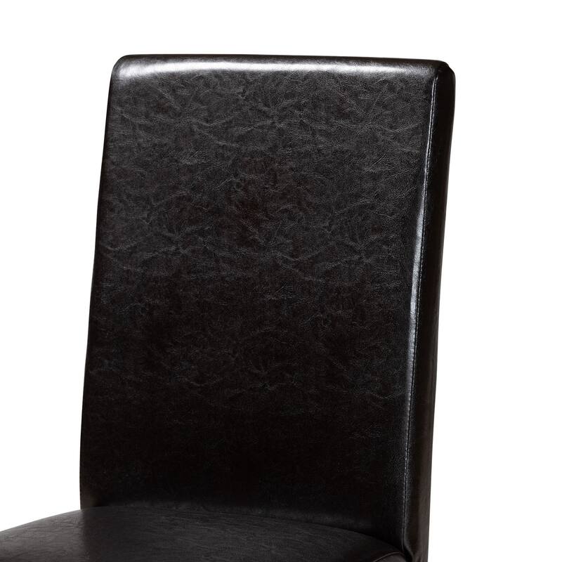 Modern 7-Piece Dining Set - Faux Leather Chairs & Wood Table - Brown Dining Room Furniture