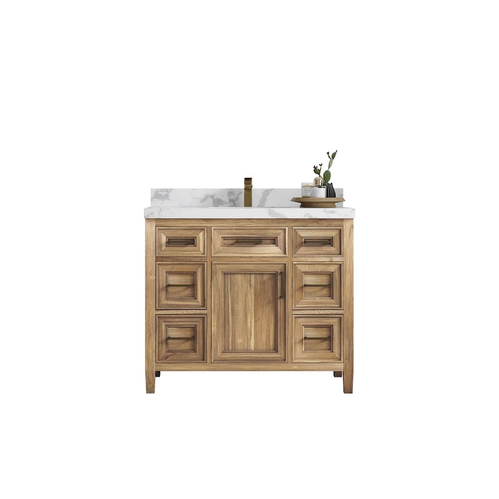 Willow Collections 42 in. W x 22 in. D Santa Monica Teak Single Sink Bathroom Vanity with Countertop
