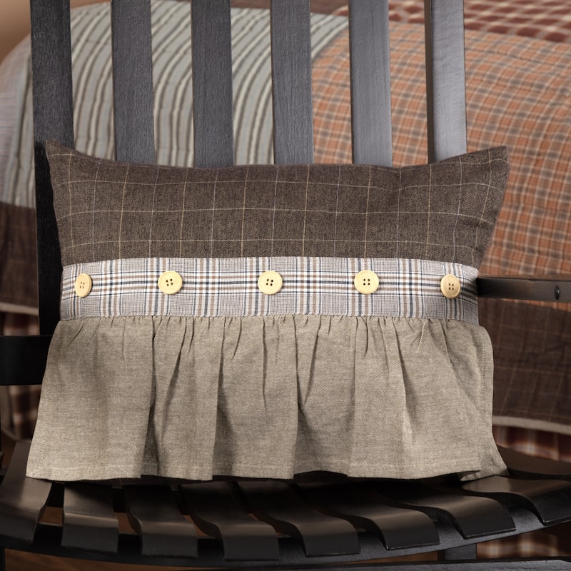 Rory Ruffled Pillow 14x18 - Accent - Pillow 14x18 - Polyester - Greige/Ebony/Pearl