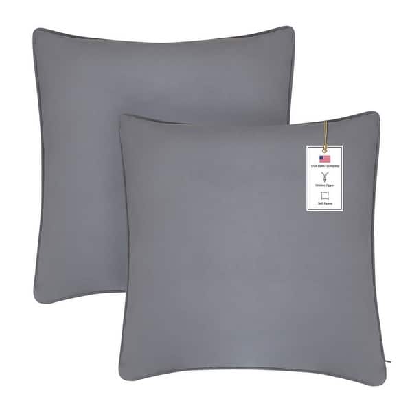slide 2 of 6, A1HC Set of 2 Luxurious Fine Soft Velvet Throw Pillow Covers Only, For Sofas, Beds, Vibrant Colors and Hidden Zipper 20x20 Inches (Pack of 2) - Dark Grey