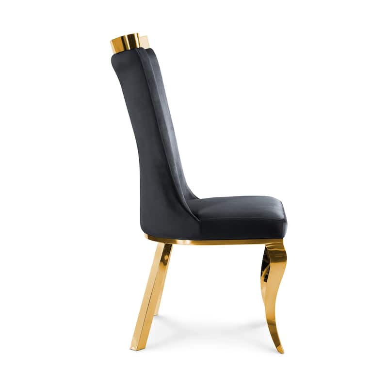 Furniture of America Thaddeus Glam Velvet High Back Side Chair (Set of 2)