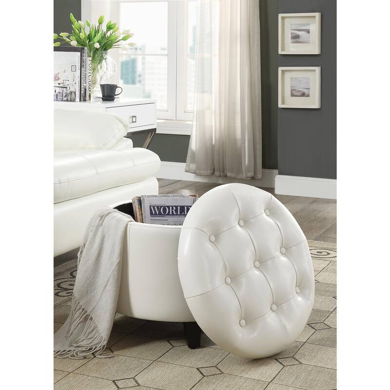 Storage Ottoman - Classic Upholstered Seat with Spacious Hidden Storage Compartment and Stylish Finish