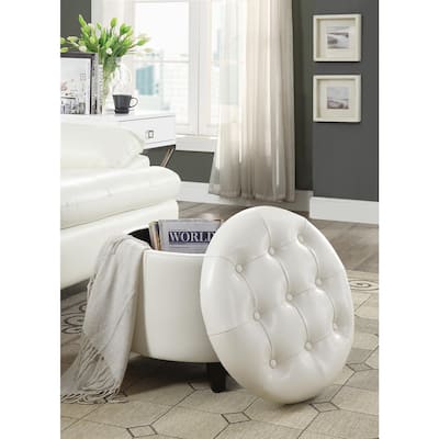 Storage Ottoman - Classic Upholstered Seat with Spacious Hidden Storage Compartment and Stylish Finish