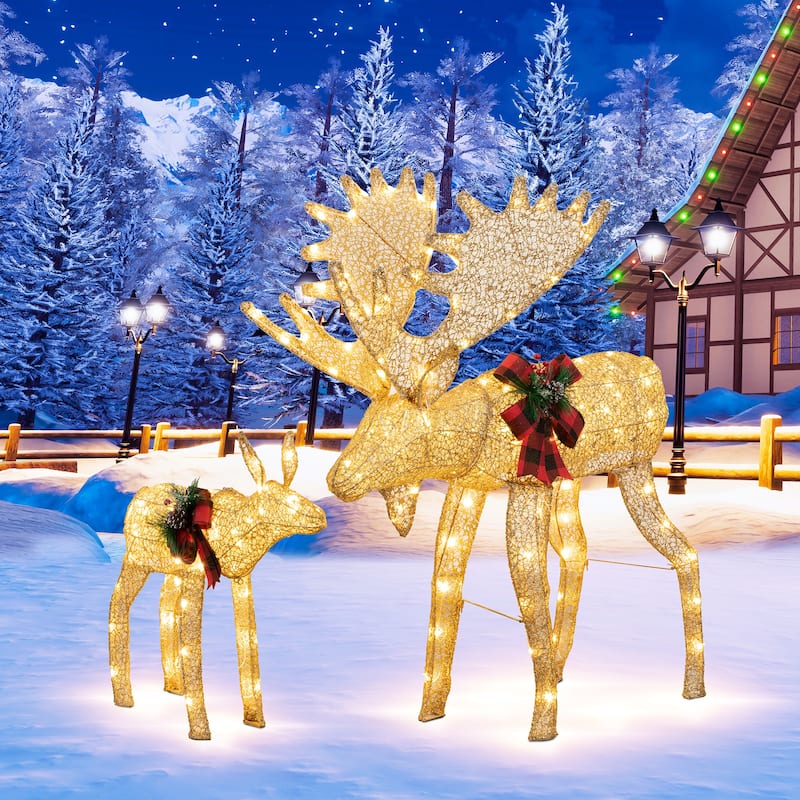 Futzca Christmas Light Holiday Reindeer & Sleigh - 2 Piece Deer