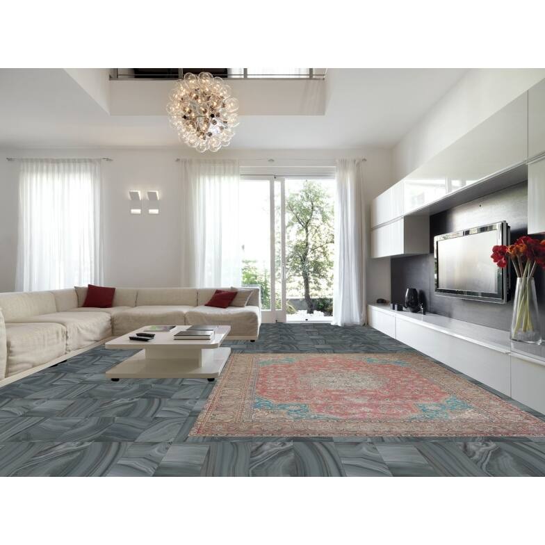 Hand Knotted Oriental 100% Wool Carpet Traditional Floral Pink Mashad Area Rug - 12' 9'' X 9' 4''