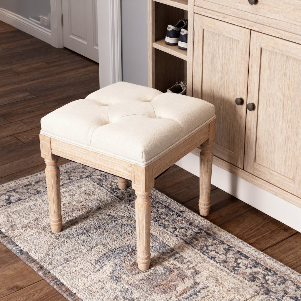 Small Padded Bench Square Upholstered Rustic Ottoman Bench Vanity Stools for Bedroom