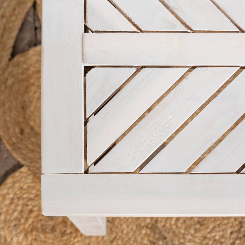 Walker Edison Elephant Point Acacia Wood Chevron Bench
