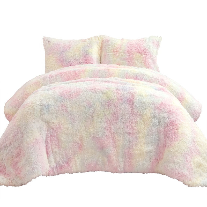 Lush Decor Emma Cozy Ultra Soft Rainbow Faux Fur Comforter