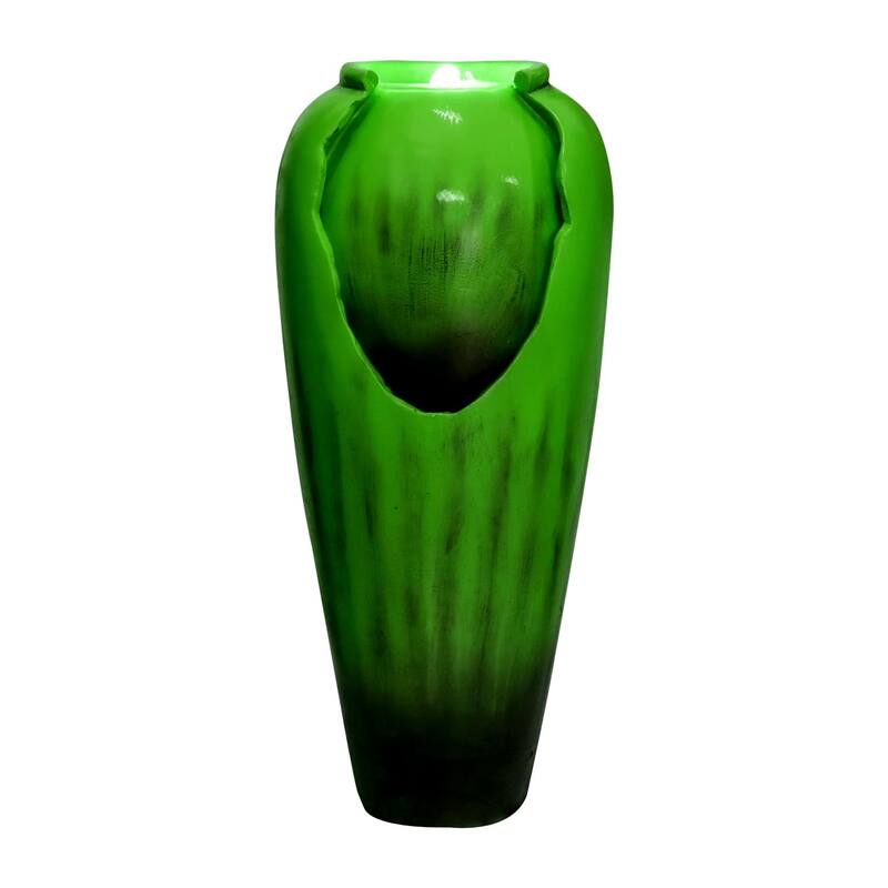 30.7" High Concrete Jar Water Fountain Outdoor, Garden Vase Water Feature - 30.7"H