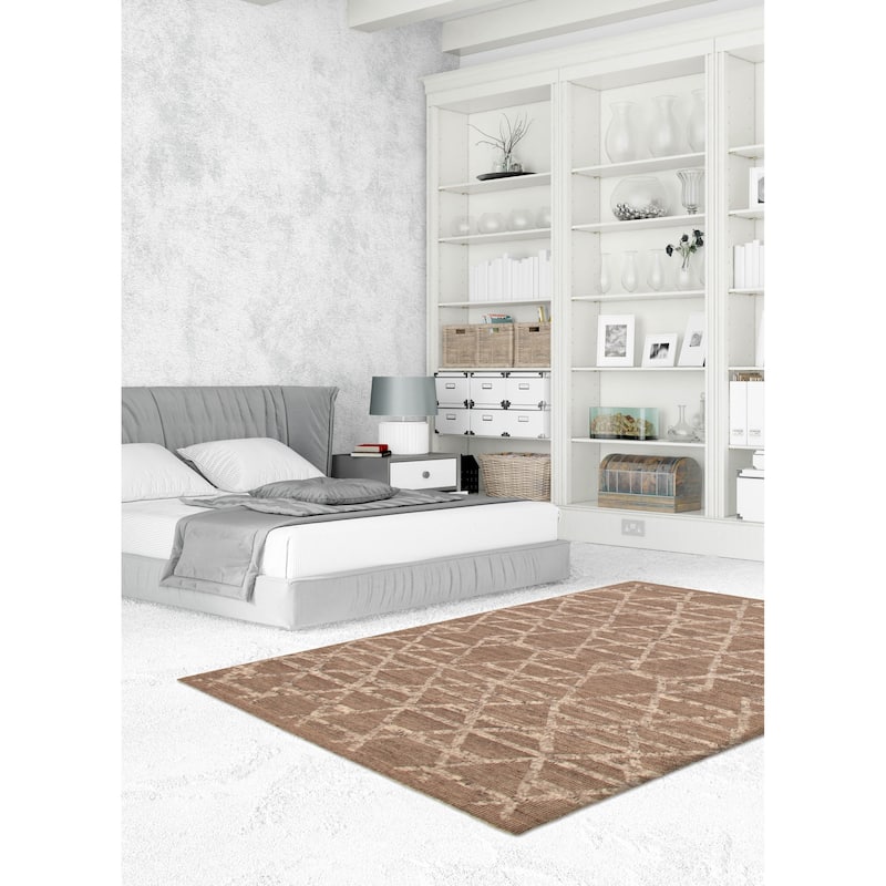 ECARPETGALLERY Hand-knotted Tangier Taupe Wool Rug - 5'4 x 7'9