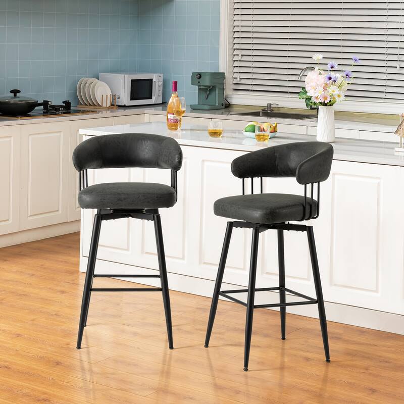 Glitzhome 26 or 31 Inches Modern Upholstered Swivel Counter Height Bar Stools