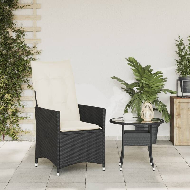 vidaXL Reclining Patio Chairs with Cushions Armchair Outdoor Seating Poly Rattan - 23.2 x 22.0 x 36.2