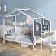 preview thumbnail 7 of 9, Twin/Full Bed Frame with House Roof Canopy and Fence for Kids