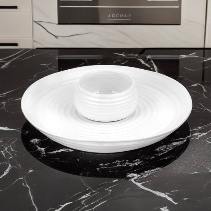 Portmeirion Sophie Conran White 2 piece Chip and Dip - 12 in