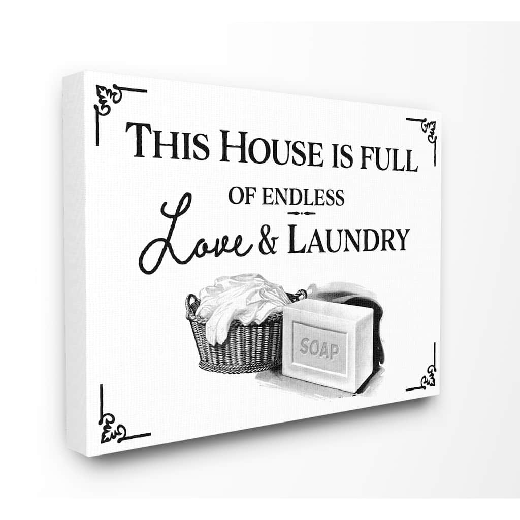 Stupell Endless Love And Laundry Bathroom Word Design Canvas Wall Art