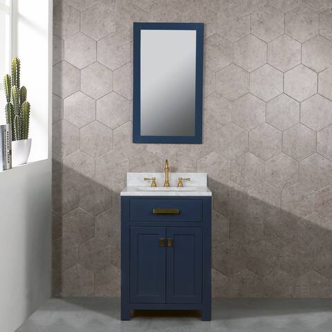 Madison 24-inch Monarch Blue Single Sink Carrara White Marble Vanity