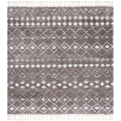 SAFAVIEH Berber Fringe Dashurije Leatha Trellis Rug - 6'7" Square