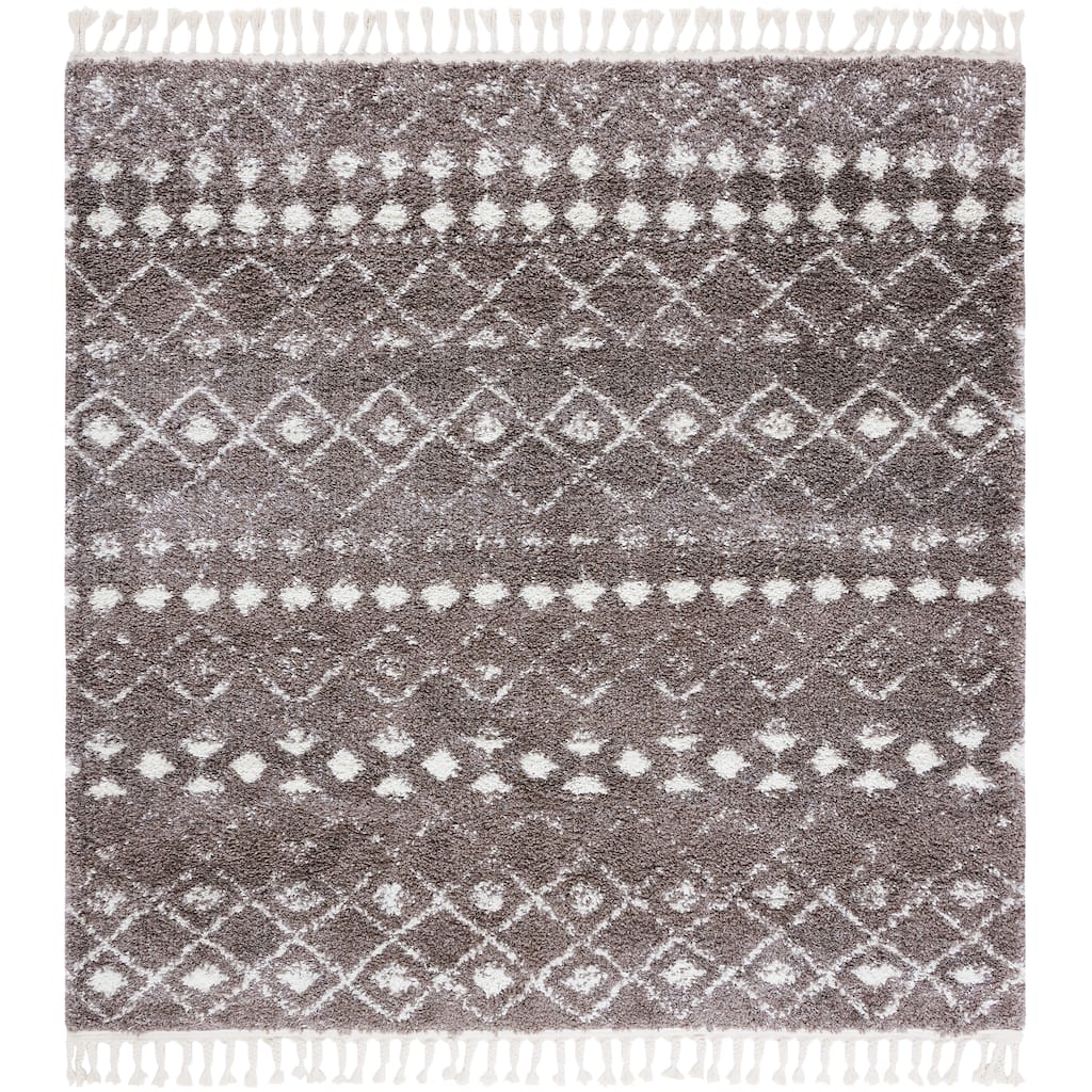 SAFAVIEH Berber Fringe Dashurije Leatha Trellis Rug - 6'7" Square