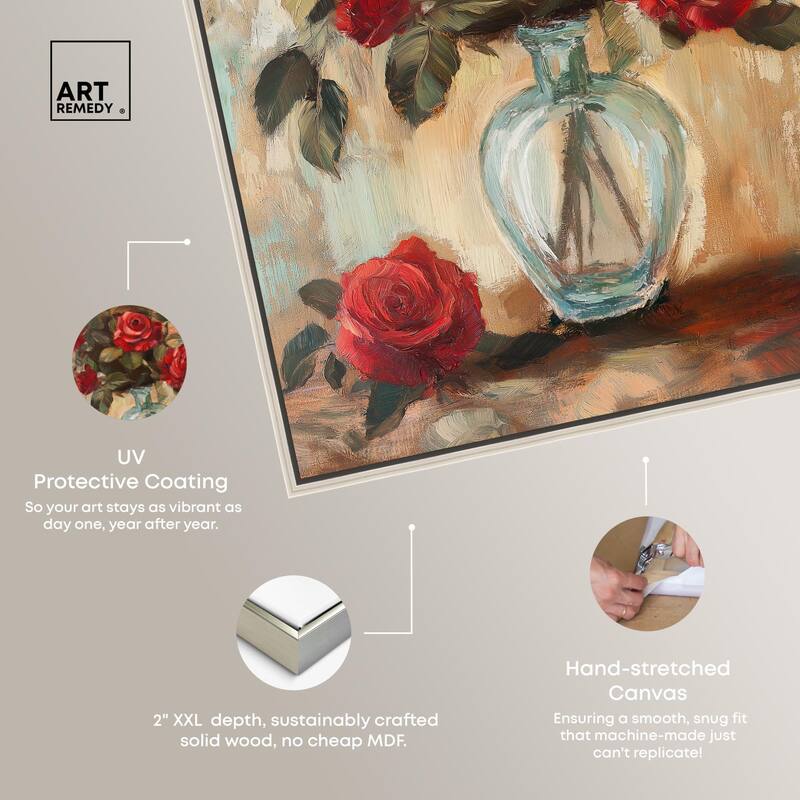Ruby Roses in Riad Glass Canvas by Art Remedy