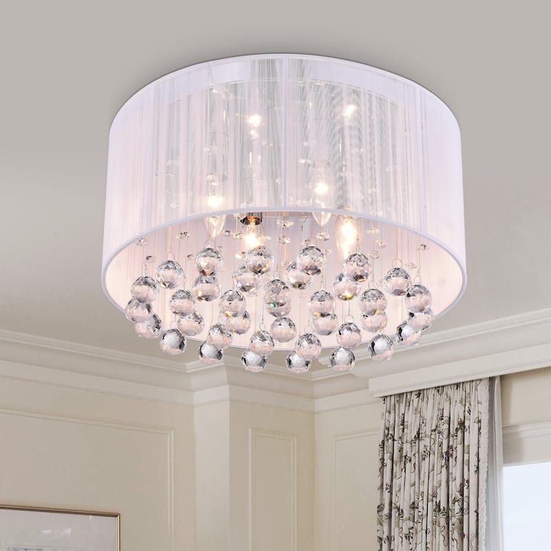 Chrome and White Chandelier 17-inch