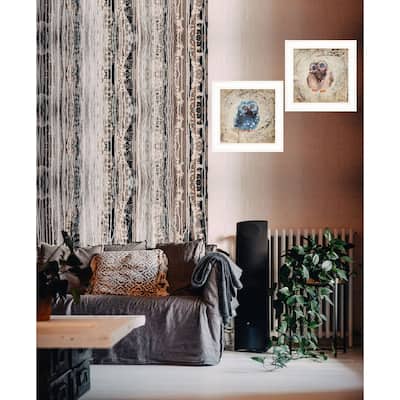 TrendyDecor4U Farmhouse "Wonder Years - Owls" Framed Print Wall Art by Britt Hallowell - Brown