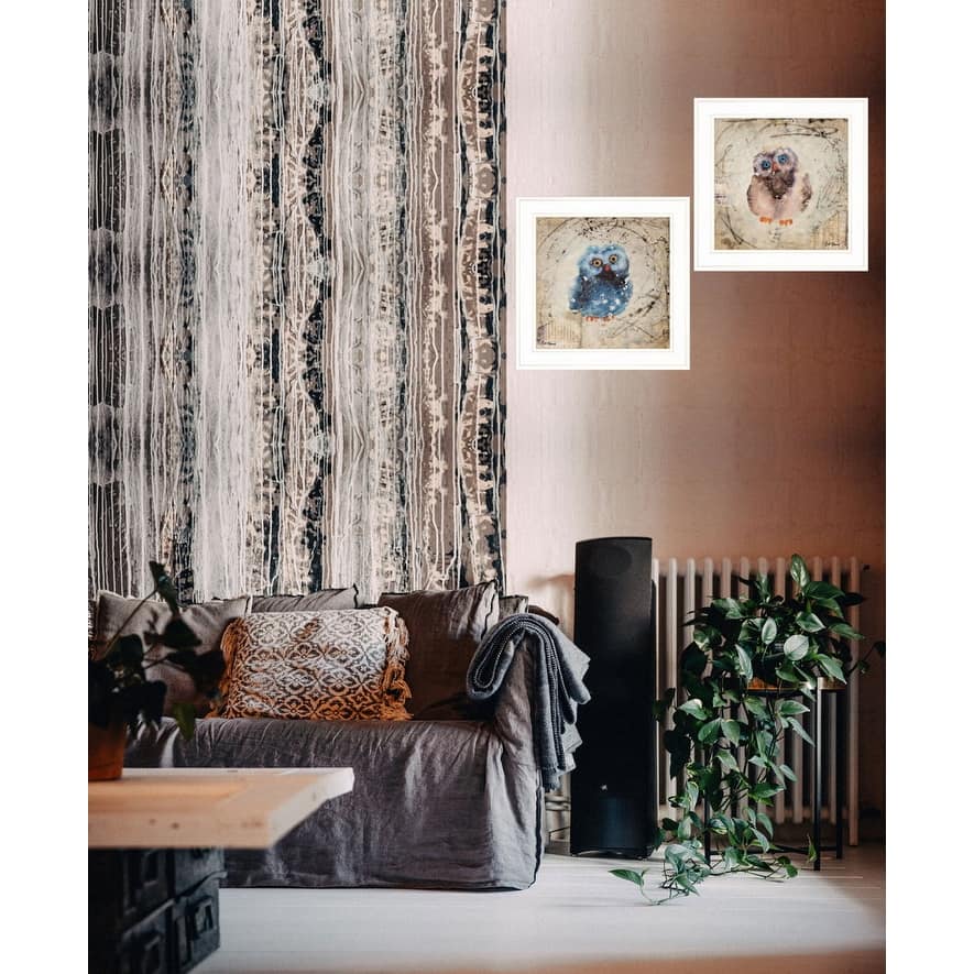 TrendyDecor4U Farmhouse "Wonder Years - Owls" Framed Print Wall Art by Britt Hallowell - Brown