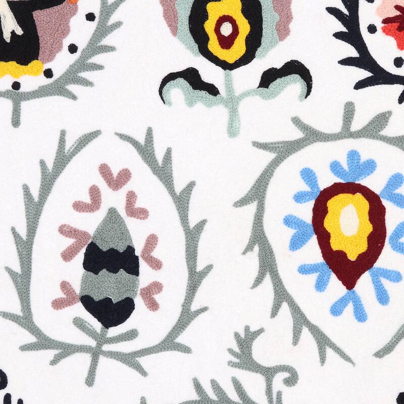 Novica Handmade Blooms Of Kashmir Ii Embroidered Cotton Wall Hanging