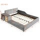 preview thumbnail 82 of 95, Velvet Grounded Bed Mother & Child Bed Platform Slat Bed Frame with Little Round Stool and Bedside Desk for Growing Child