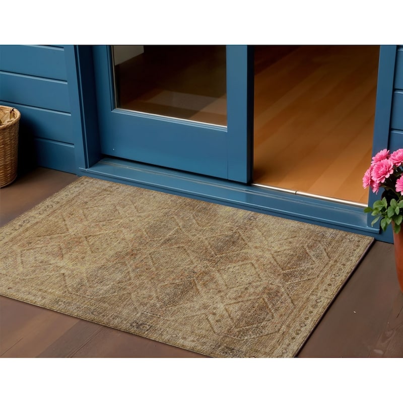 HomeRoots Geometric Transitional Rectangle Outdoor Rug - 3' x 5'
