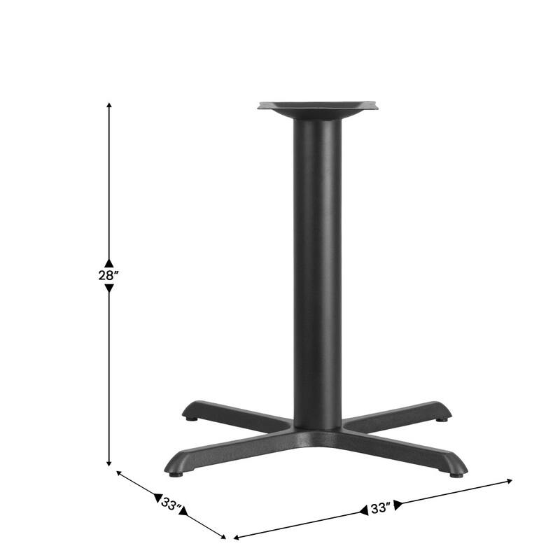 33" x 33" Restaurant Table X-Base with 4" Dia. Table Height Column